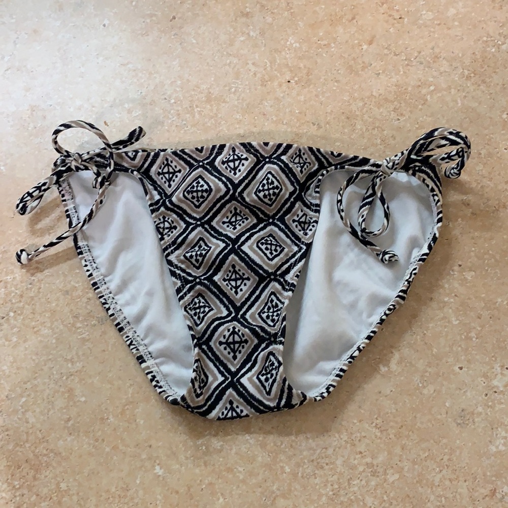 NEW XS Black, beige Bikini Bottom Tie Sides